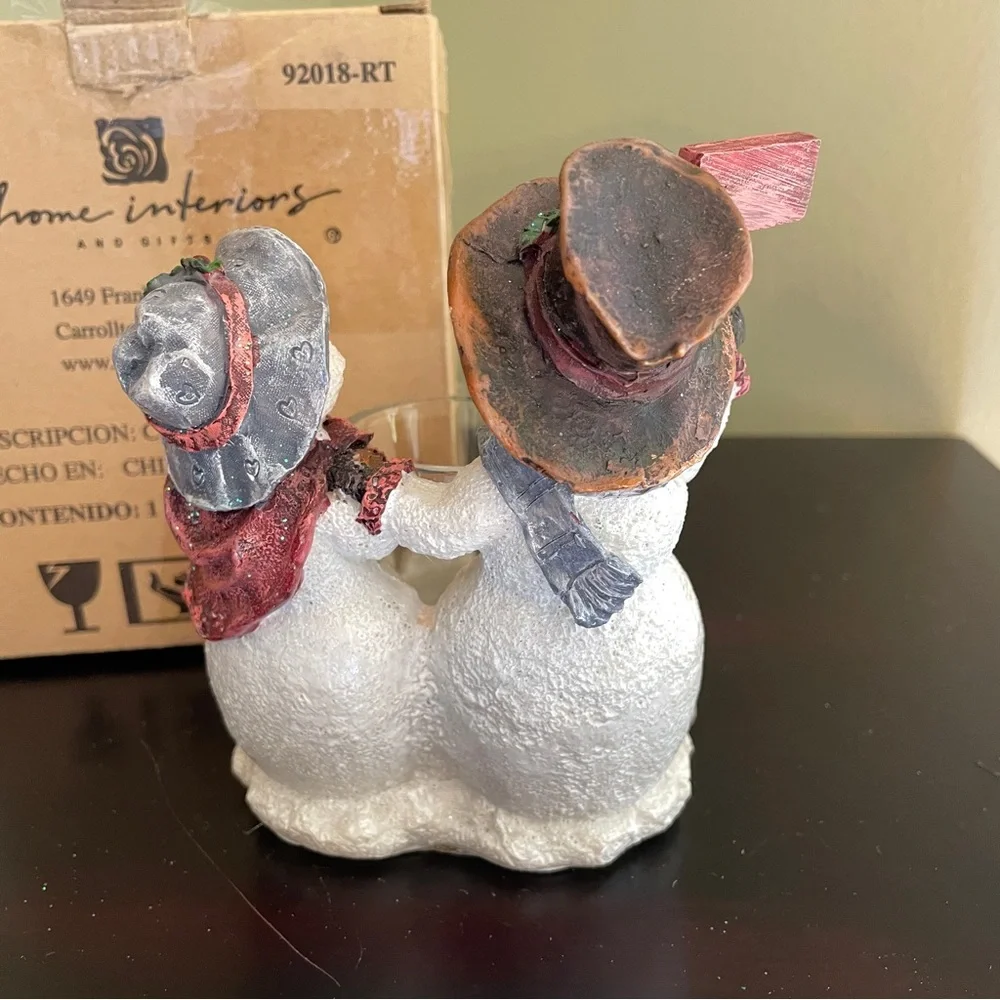 Home Interiors Snowman Family Votive Candle Holder Snowballs For Sale